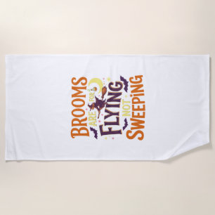 Serviette De Plage Balais Volants Balayant Sorcière de Halloween Lune