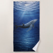 Serviette de plage baleine à bosse océan