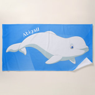 Serviette De Plage Baleine béluga personnalisée Bleu, Océan Arctique 