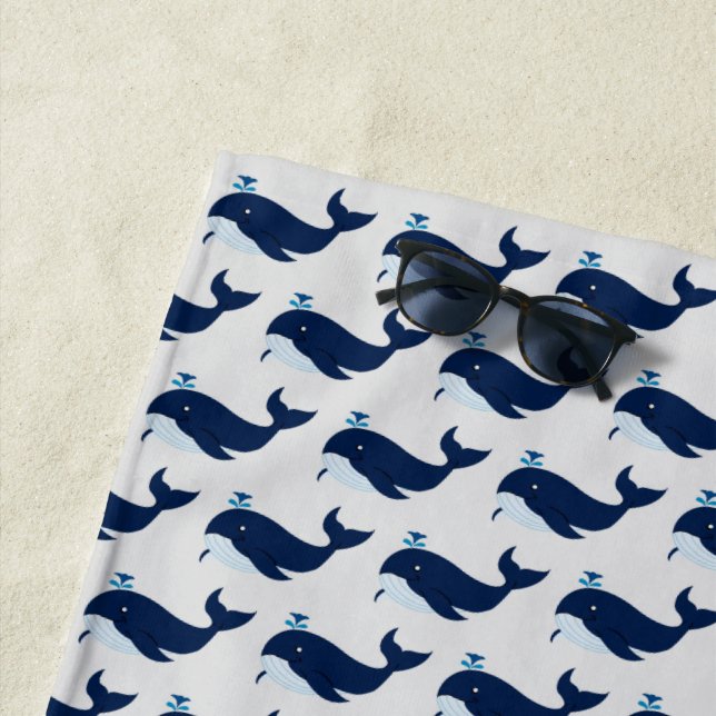 Serviette De Plage Baleine bleue, nautique (En situation)