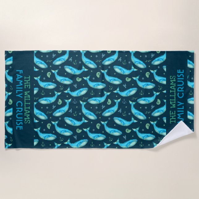Serviette De Plage Baleine bleue observant la croisière faite sur (Devant)