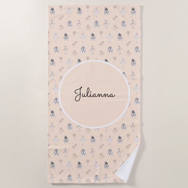 Serviette De Plage Ballerina et Fleurs de Pêche (Devant)