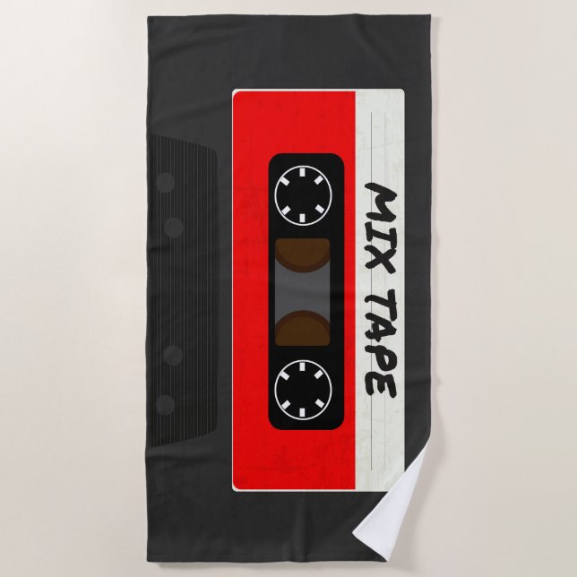 Serviette De Plage Bande De Mix Rouges - Années 80 Et 90 Cadeaux Insp (Devant)