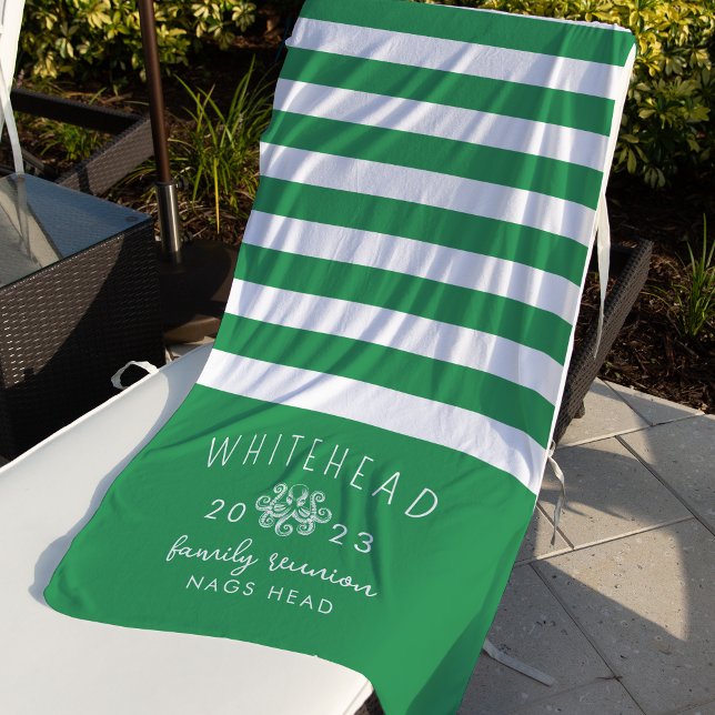 Serviette De Plage Bande de pieuvre marine Kelly Monogramme vert (Créateur téléchargé)