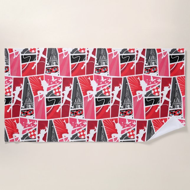 Serviette De Plage Bande dessinée Miraculaire Ladybug Paris Motif (Devant)