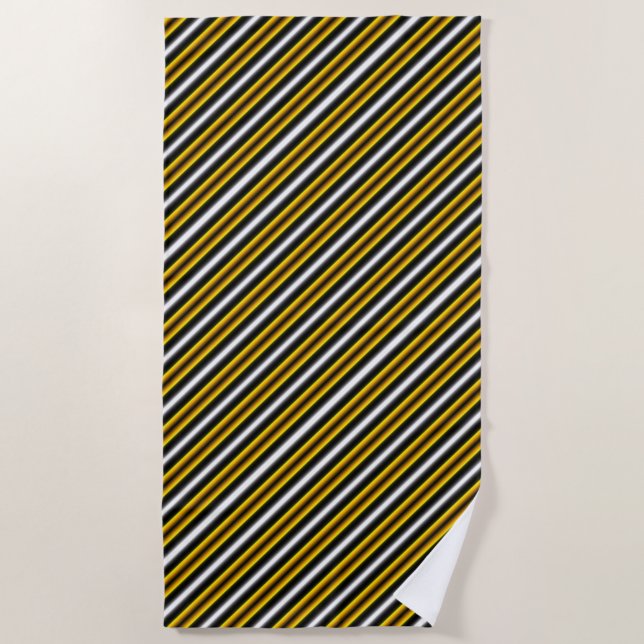 Serviette De Plage Bandes arc-en-ciel blanc jaune (Devant)