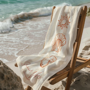 Serviette De Plage Bandes Côtières Dolce Vita Vibes d'Été Monogramm