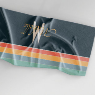Serviette De Plage Bandes de palette de couleurs vintages rétro monog