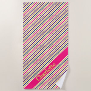 Serviette De Plage Bandes diagonales en or rose