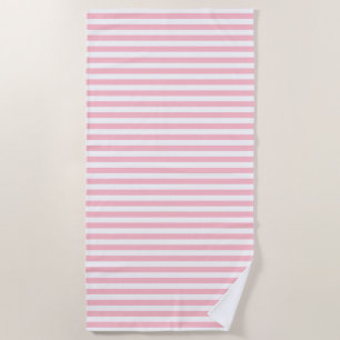 Serviette De Plage Bandes horizontales roses et blanches de taille mo