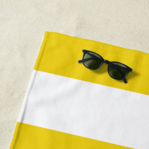 Serviette De Plage Bandes Jaunes, Blancs, Motif rayé