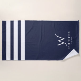 Serviette De Plage Bandes marines personnalisées Beach Towel