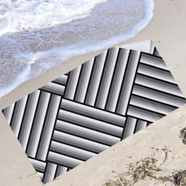 Serviette De Plage Bandes modernes en noir, blanc et gris - cool (Créateur téléchargé)