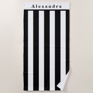 Serviette De Plage Bandes modernes en noir et blanc