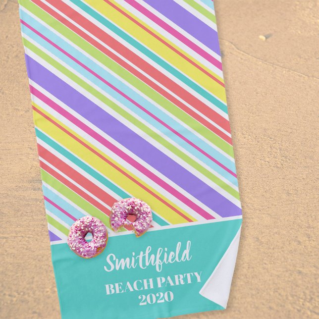 Serviette De Plage Bandes multicolores personnalisées (Créateur téléchargé)