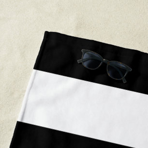 Serviette De Plage Bandes noires et blanches, Motif rayé, Lignes