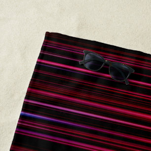 Serviette De Plage Bandes rouges Abstraites sur noir