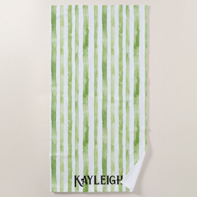 Serviette De Plage Bandes vertes (Devant)