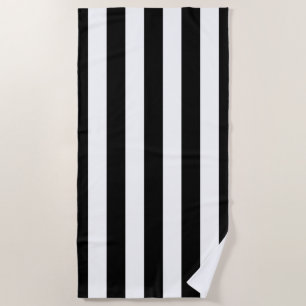 Serviette De Plage Bandes Verticales Noires Et Blanches