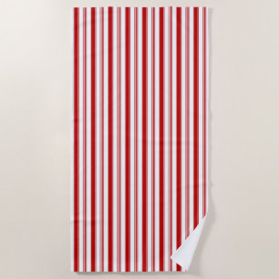 Serviette De Plage Bandes verticales rouges et blanches