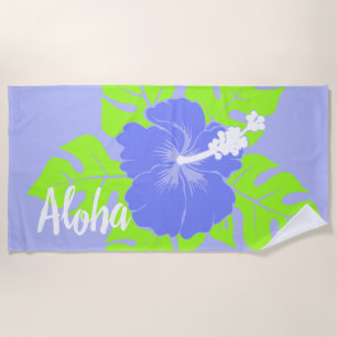 Serviette De Plage Banzai Beach Hibiscus hawaïen Floral - Lavande