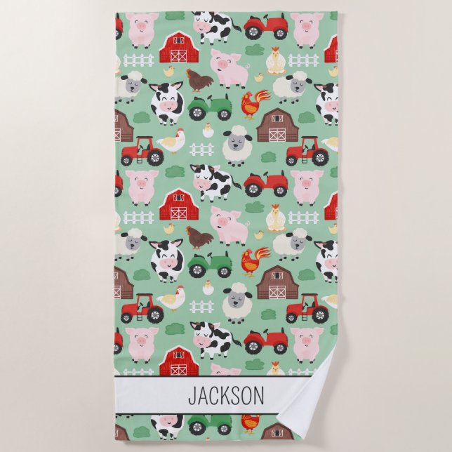 Serviette De Plage Barnyard Motif Farm Animal mignonne Enfants (Devant)