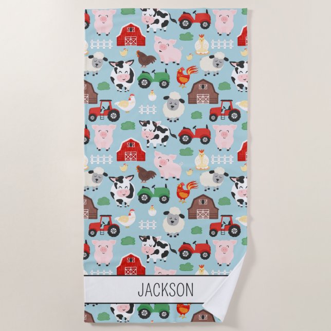 Serviette De Plage Barnyard Motif Farm Animal mignonne Enfants (Devant)