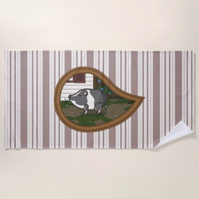 Serviette de plage Basil le cochon (Devant)