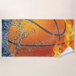 Serviette De Plage Basket-ball à flammes