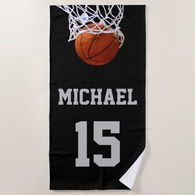 Serviette De Plage Basket-ball Votre nom (Devant)