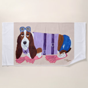 Serviette De Plage Basset Hound à nageoires