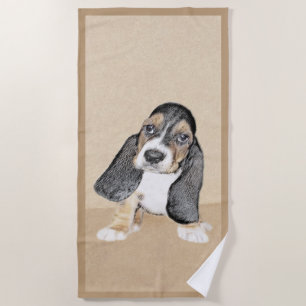 Serviette De Plage Basset Hound Peinture Chiot - Art Chien original