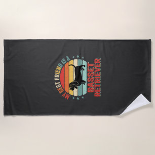 Serviette De Plage Basset Retriever Rétro Coucher de soleil Chien