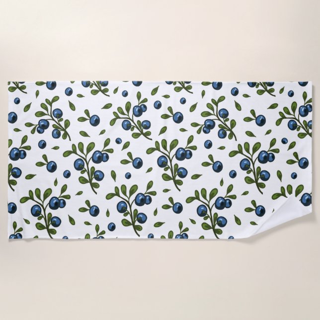 Serviette De Plage Bassins et Feuilles de fruits bleuets (Devant)