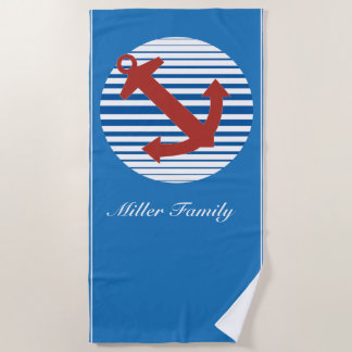Serviette De Plage Bateau de croisière avec l'ancre et le nom de