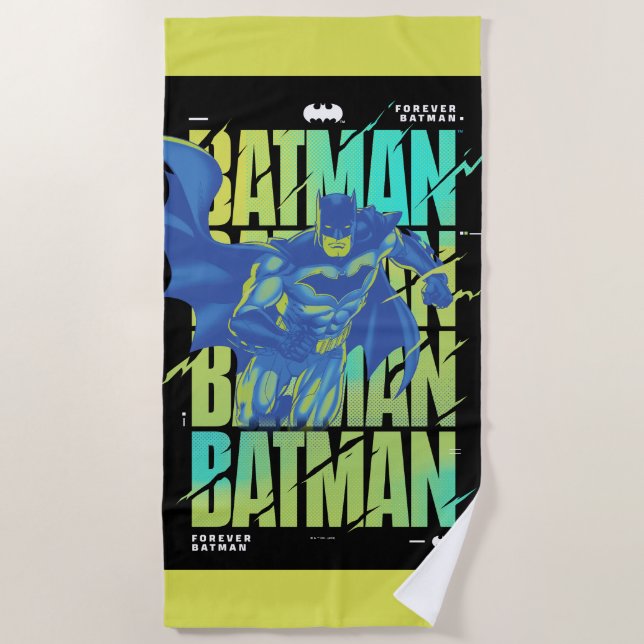 Serviette De Plage Batman Électrique Qui Traverse La Typographie (Devant)