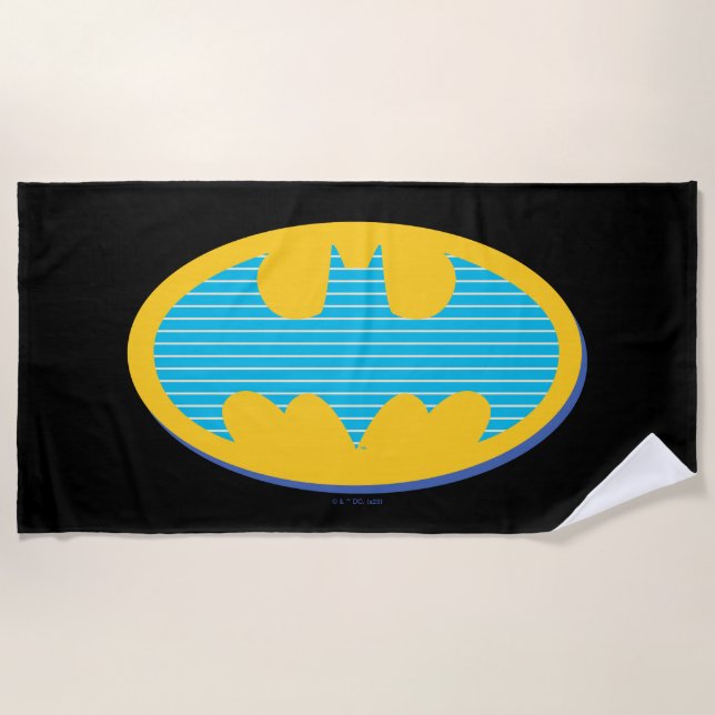 Serviette De Plage Batman | Symbole Cyan Stripes (Devant)