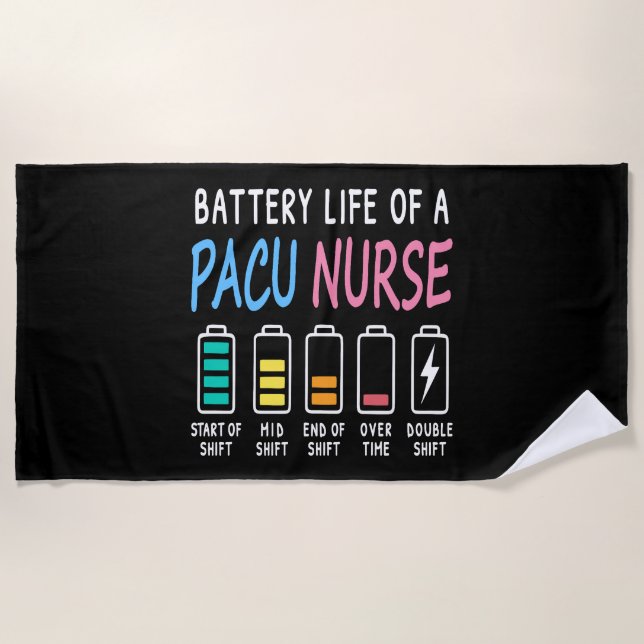 Serviette De Plage Battery life of a PACU nurse levels humor (Devant)