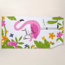 Beach Time Flamant rose rose et perroquet