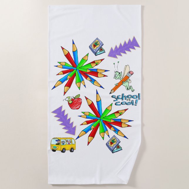 Serviette De Plage Beach Towel Back to School est Cool (Devant)