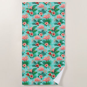 Serviette De Plage Beach Towel Flamant rose tropical