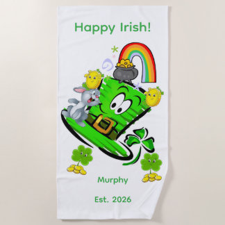 Serviette De Plage Beach Towel Happy St. Patrick's Day Rabbit