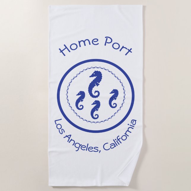 Serviette De Plage Beach Towel - Home Port Sea Horses (Devant)