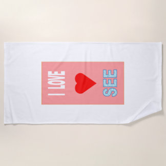 Serviette De Plage Beach Towel  I  LOVE  SEE