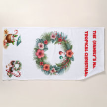 Beach Towel-Tropical Christmas Beach Towel