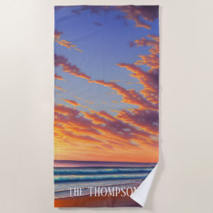 Serviette De Plage Beau bleu Turquoise Ocean Sunset