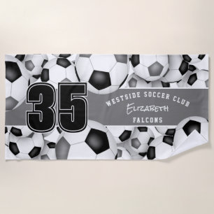 Serviette De Plage Beaucoup de balles de football noir gris équipe co