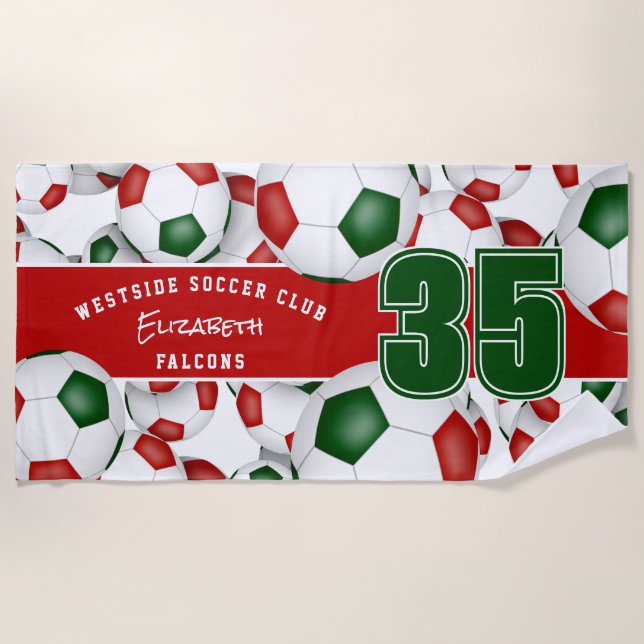 Serviette De Plage Beaucoup de balles de football nom de l'équipe d'a (Devant)