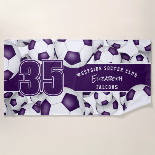 Serviette De Plage Beaucoup de balles de football personnalisées nom 