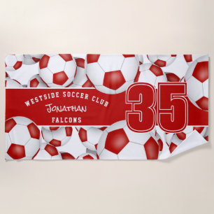 Serviette De Plage Beaucoup de balles de football personnalisées nom 